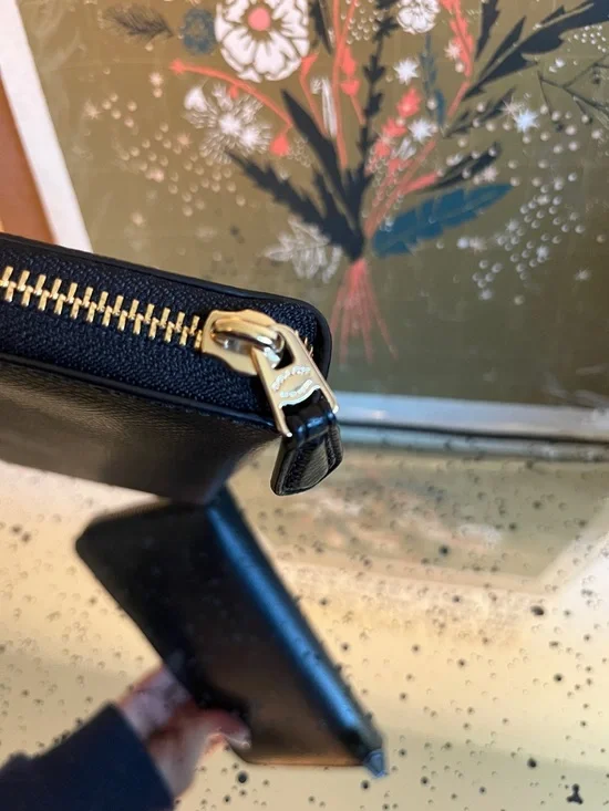 EUC Coach Black Saffiano Leather Zip Wallet with Gold Logo - Picture 3 of 8